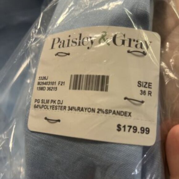 NWT Paisley & Gray 36R Men's Blue Suit Blazer Jacket 5326J Grosvenor Peak Tux - Picture 2 of 3